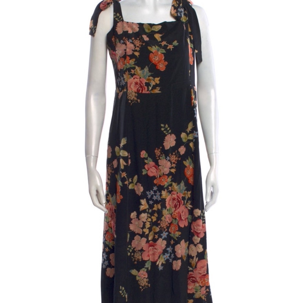 Sezane Dorotha Black Floral Dress - shoulder ties